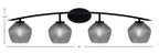 Kurve Four Light Bath Bar in Matte Black with Smoke Textured Shade