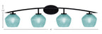 Kurve Four Light Bath Bar in Matte Black with Turquoise Textured Shade