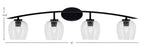 Kurve Four Light Bath Bar in Matte Black with Clear Bubble Shade
