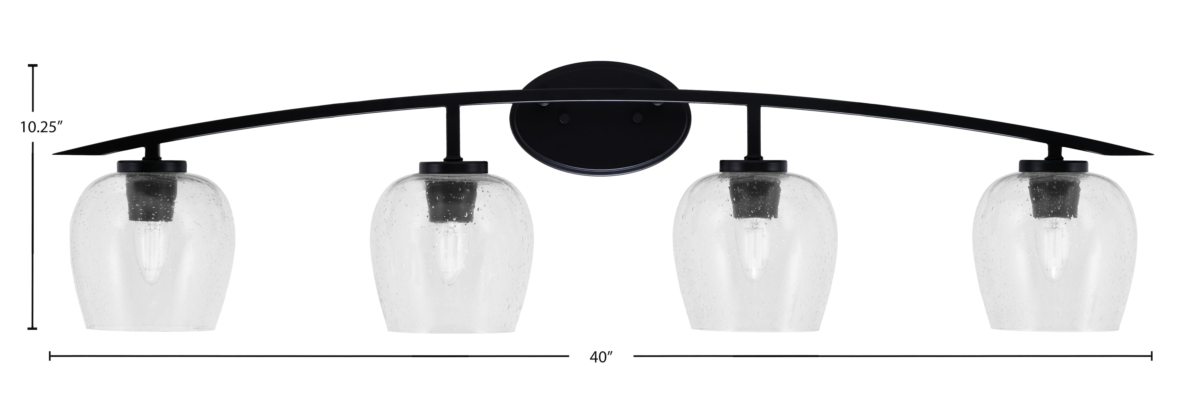 Kurve Four Light Bath Bar in Matte Black with Clear Bubble Shade