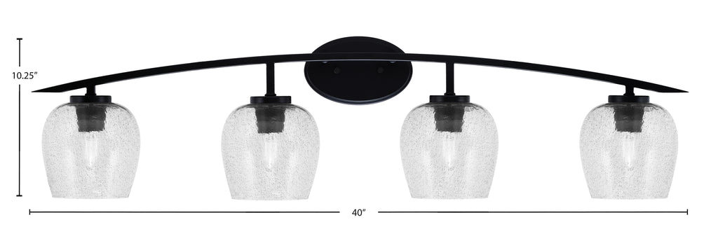 Kurve Four Light Bath Bar in Matte Black with Smoke Bubble Shade