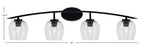 Kurve Four Light Bath Bar in Matte Black with Smoke Bubble Shade