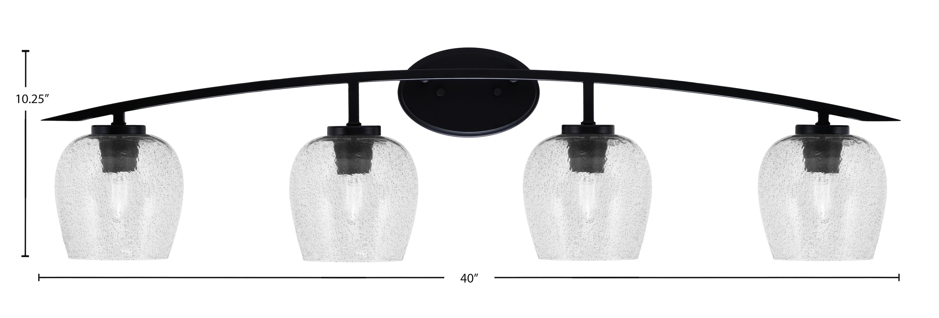 Kurve Four Light Bath Bar in Matte Black with Smoke Bubble Shade