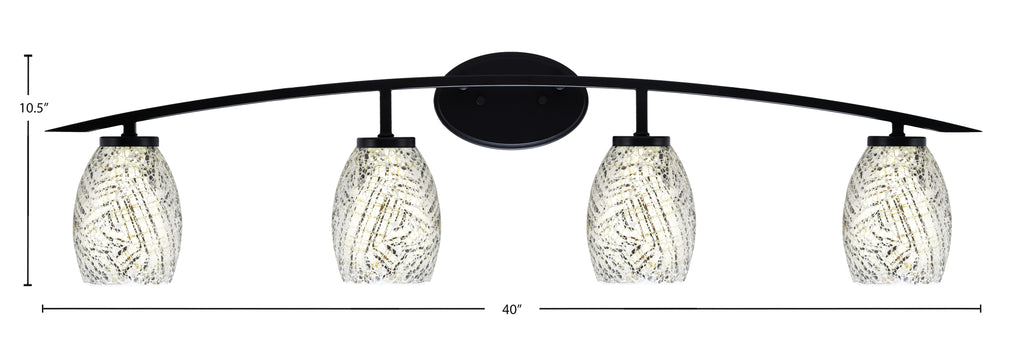 Kurve Four Light Bath Bar in Matte Black with Natural Fusion Shade