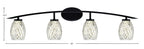 Kurve Four Light Bath Bar in Matte Black with Natural Fusion Shade