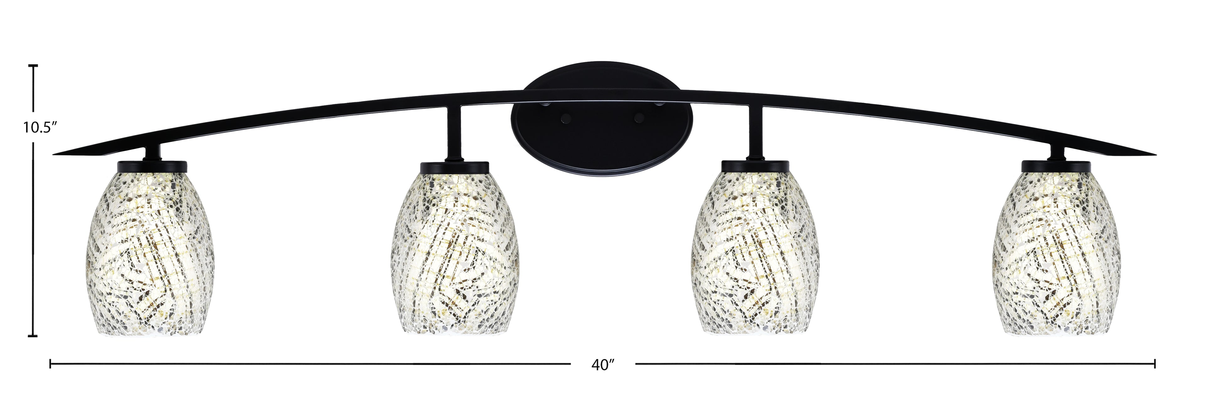 Kurve Four Light Bath Bar in Matte Black with Natural Fusion Shade