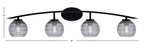 Kurve Four Light Bath Bar in Matte Black with Smoke Ribbed Shade