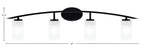 Kurve Four Light Bath Bar in Matte Black with White Marble Shade