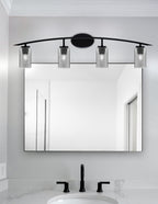 Kurve Four Light Bath Bar in Matte Black with Smoke Bubble Shade