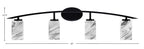 Kurve Four Light Bath Bar in Matte Black with Onyx Swirl Shade