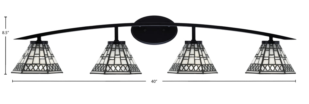 Kurve Four Light Bath Bar in Matte Black with Pewter Art Shade
