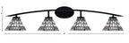 Kurve Four Light Bath Bar in Matte Black with Pewter Art Shade