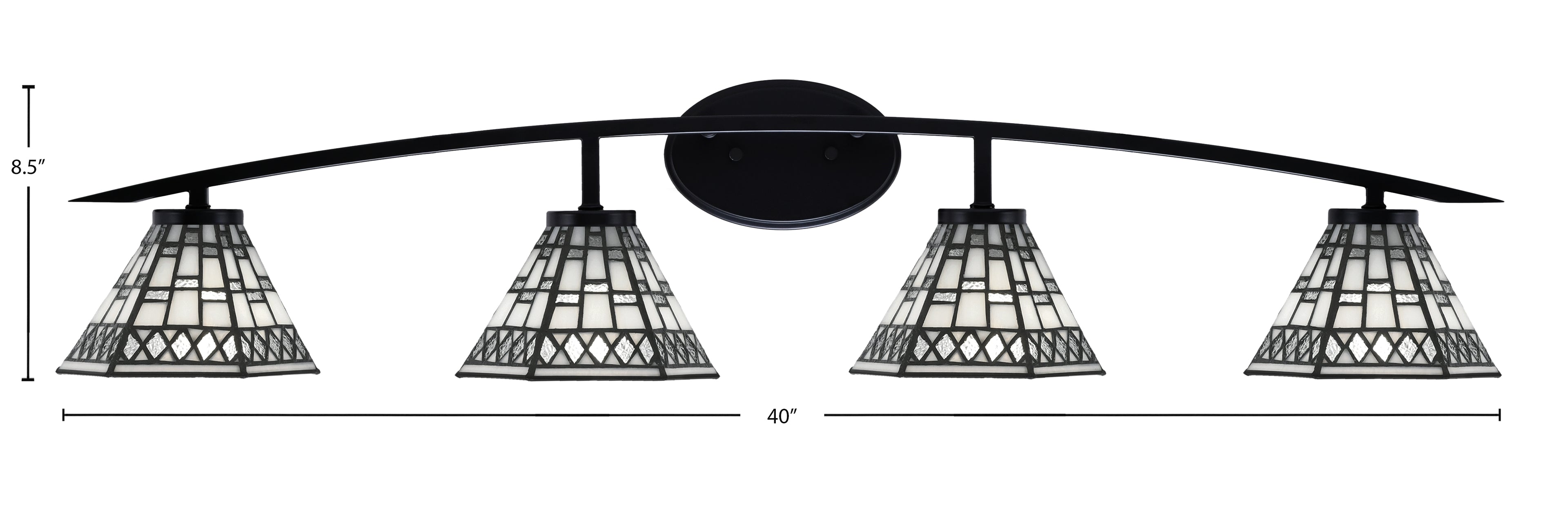 Kurve Four Light Bath Bar in Matte Black with Pewter Art Shade