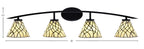 Kurve Four Light Bath Bar in Matte Black with Sandhill Art Shade