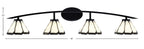 Kurve Four Light Bath Bar in Matte Black with Pearl & Black Flair Art Glass Shade