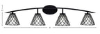 Kurve Four Light Bath Bar in Matte Black with Diamibd Ice Art Glass Shade