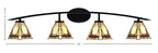 Kurve Four Light Bath Bar in Matte Black with Zion Art Glass Shade