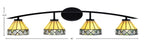 Kurve Four Light Bath Bar in Matte Black with Diamond Peak Art Glass Shade