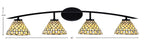 Kurve Four Light Bath Bar in Matte Black with Starlight Art Glass Shade