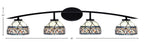 Kurve Four Light Bath Bar in Matte Black with Royal Merlot Art Glass Shade