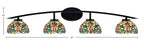 Kurve Four Light Bath Bar in Matte Black with Kaleidoscope Art Glass Shade