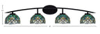 Kurve Four Light Bath Bar in Matte Black with Turquoise Cypress Art Glass Shade