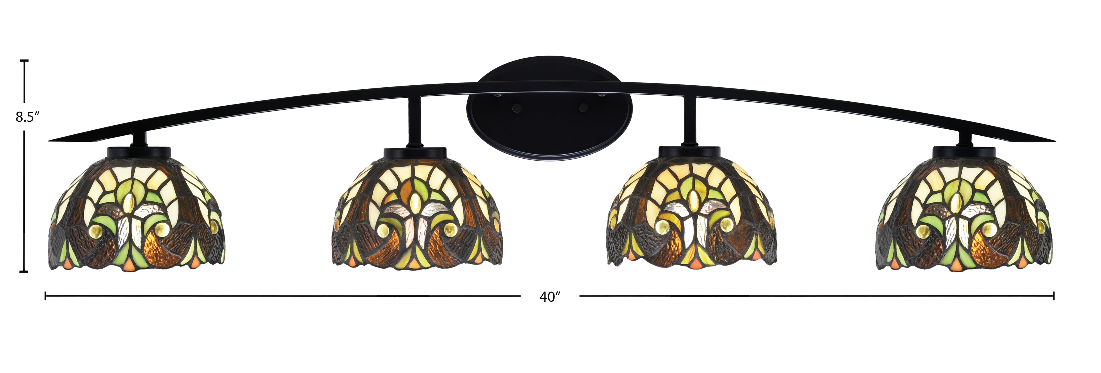 Kurve Four Light Bath Bar in Matte Black with Ivory Cypress Art Glass Shade