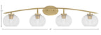 Kurve Four Light Bath Bar in New Age Brass with 7" Clear Bubble Shade