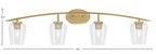 Kurve Four Light Bath Bar in New Age Brass with 5" Clear Bubble Shade