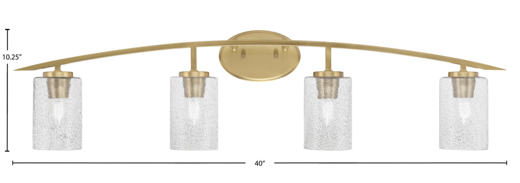Kurve Four Light Bath Bar in New Age Brass with 4" Smoke Bubble Shade