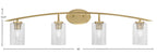 Kurve Four Light Bath Bar in New Age Brass with 4" Smoke Bubble Shade