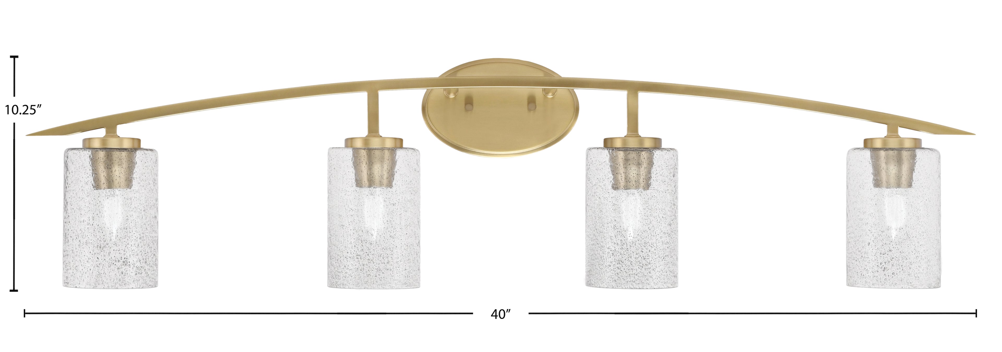 Kurve Four Light Bath Bar in New Age Brass with 4" Smoke Bubble Shade