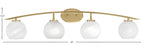 Kurve Four Light Bath Bar in New Age Brass with 5.75" White Marble Shade