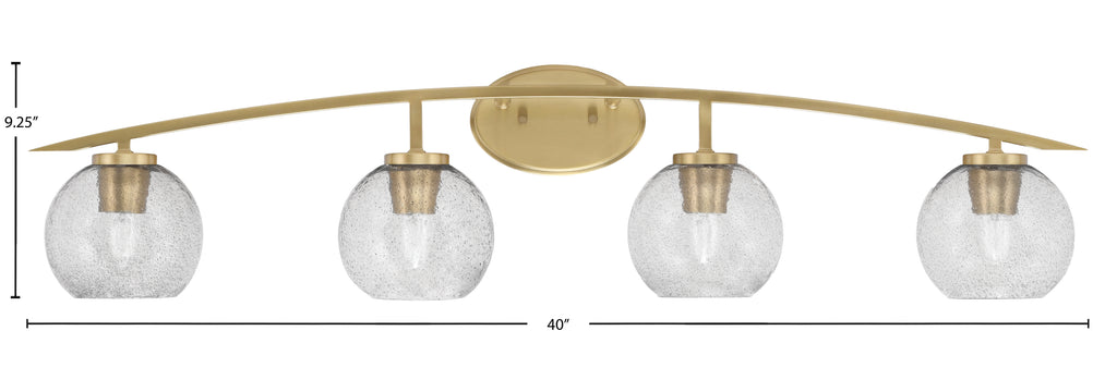 Kurve Four Light Bath Bar in New Age Brass with 5.75" Smoke Bubble Shade