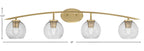 Kurve Four Light Bath Bar in New Age Brass with 5.75" Smoke Bubble Shade