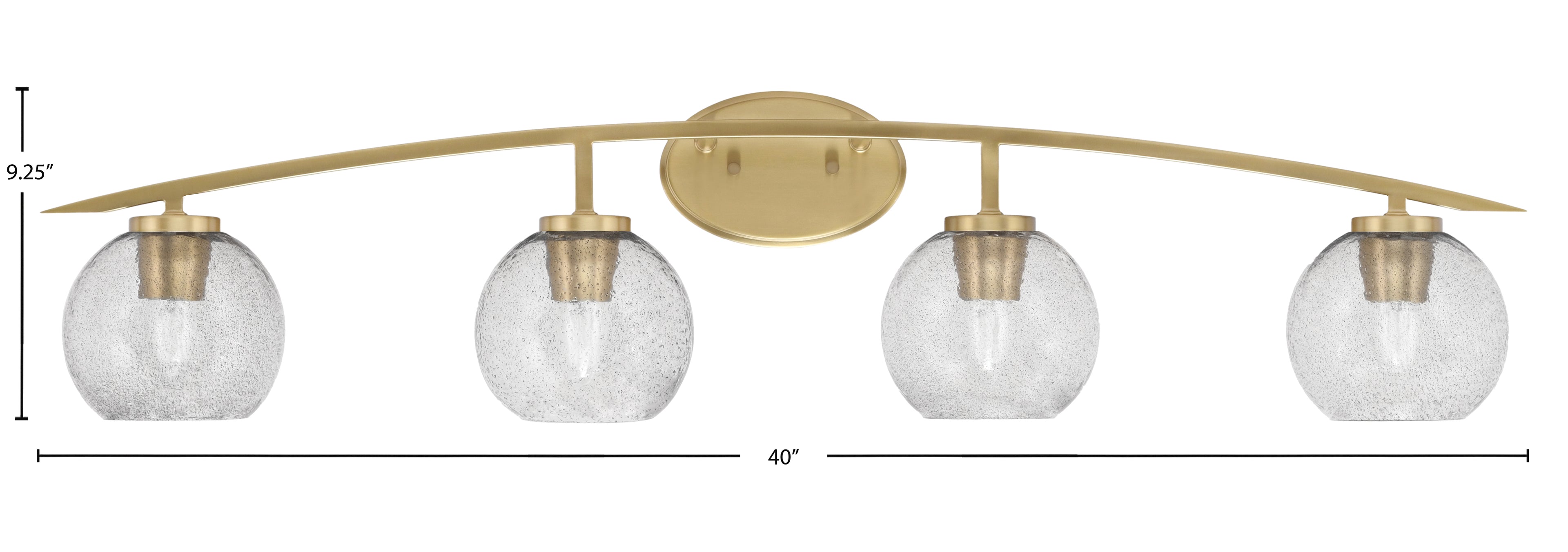 Kurve Four Light Bath Bar in New Age Brass with 5.75" Smoke Bubble Shade