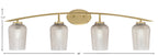 Kurve Four Light Bath Bar in New Age Brass with 5" Silver Textured Shade