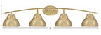 Kurve Four Light Bath Bar in New Age Brass with 7" New Age Brass Double Bubble Metal Shade Shade