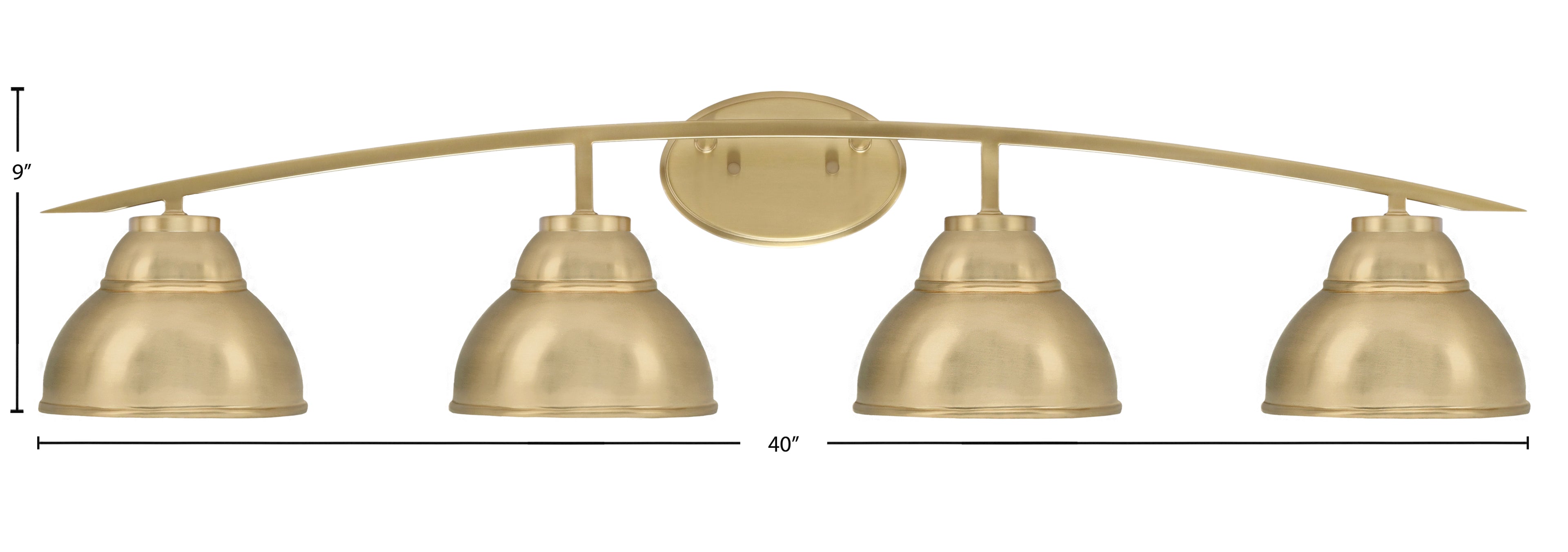 Kurve Four Light Bath Bar in New Age Brass with 7" New Age Brass Double Bubble Metal Shade Shade