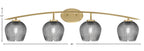 Kurve Four Light Bath Bar in New Age Brass with 6" Smoke Textured Shade