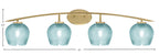 Kurve Four Light Bath Bar in New Age Brass with 6" Turquoise Textured Shade