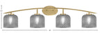 Kurve Four Light Bath Bar in New Age Brass with 6" Smoke Textured Shade