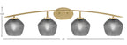 Kurve Four Light Bath Bar in New Age Brass with 6" Smoke Textured Shade