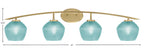 Kurve Four Light Bath Bar in New Age Brass with 6" Turquoise Textured Shade