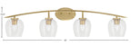 Kurve Four Light Bath Bar in New Age Brass with 6" Clear Bubble Shade