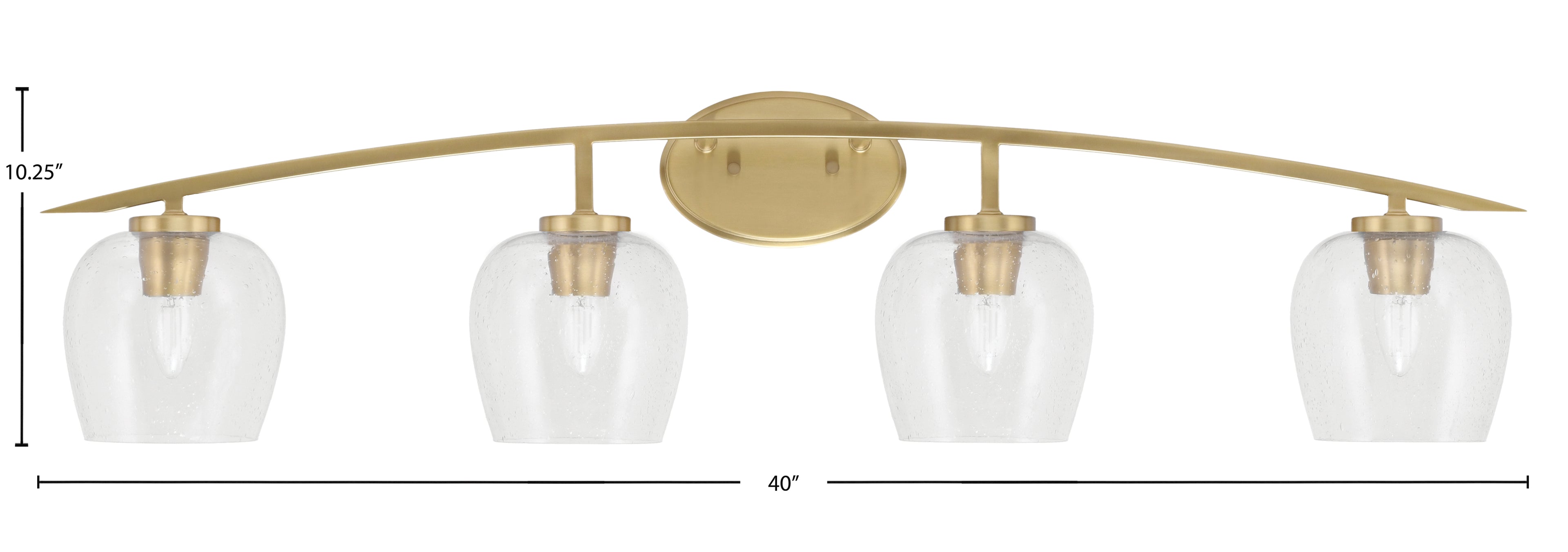 Kurve Four Light Bath Bar in New Age Brass with 6" Clear Bubble Shade