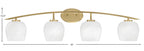 Kurve Four Light Bath Bar in New Age Brass with 6" White Marble Shade