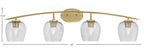 Kurve Four Light Bath Bar in New Age Brass with 6" Smoke Bubble Shade