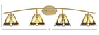 Kurve Four Light Bath Bar in New Age Brass with 7" Zion Art Glass Shade