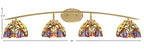 Kurve Four Light Bath Bar in New Age Brass with 7" Lynx Art Glass Shade